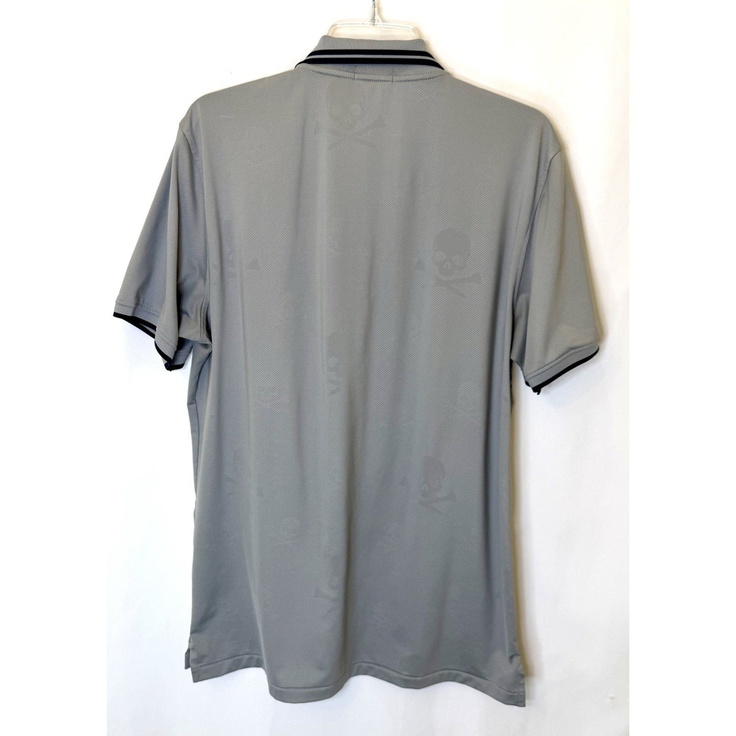 G/FORE Skull & T's Debossed Tech Jersey Golf Polo Size Large In Grey