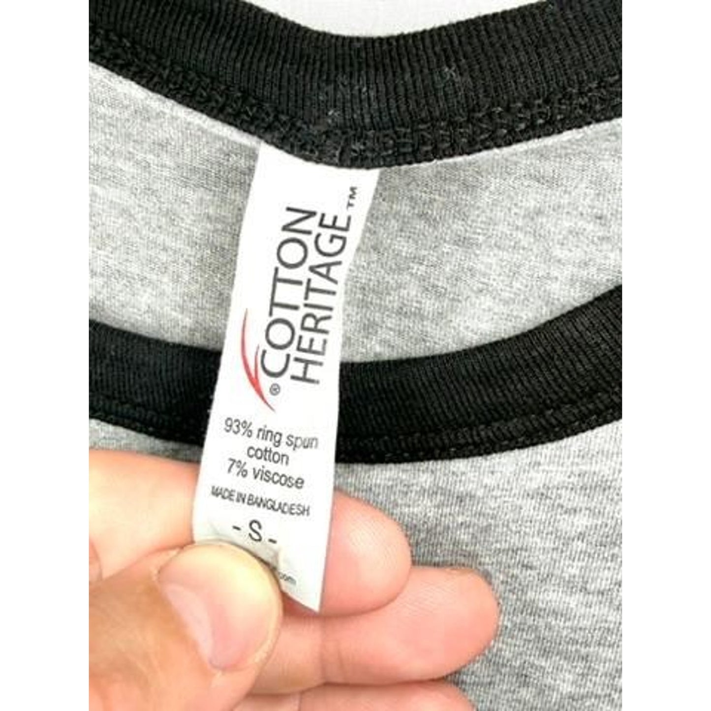 Cotton Heritage Happy Fall Raglan Shirt Womens Small Gray Black 3/4 Sleeve