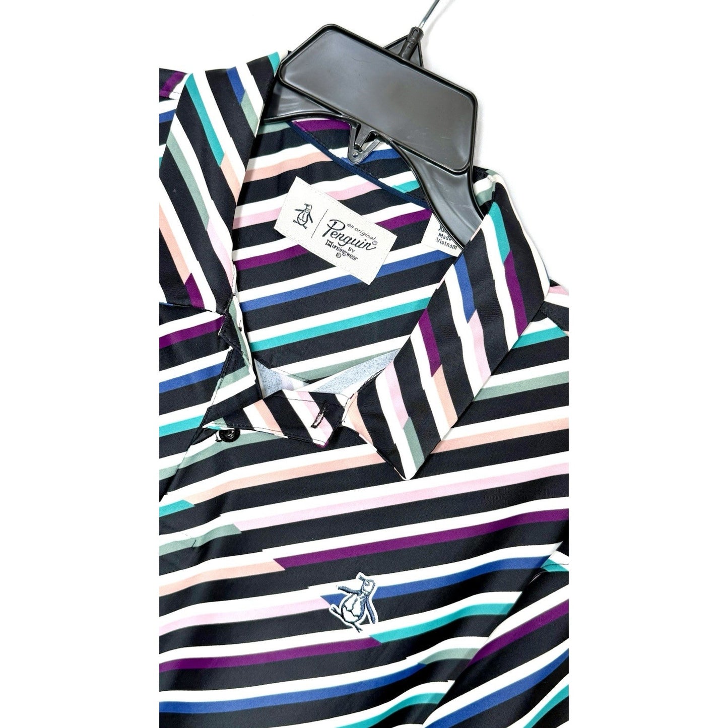 PENGUIN Men's Polo Shirt XL by Munsingwear Performance Stretch Golf Multi Strip