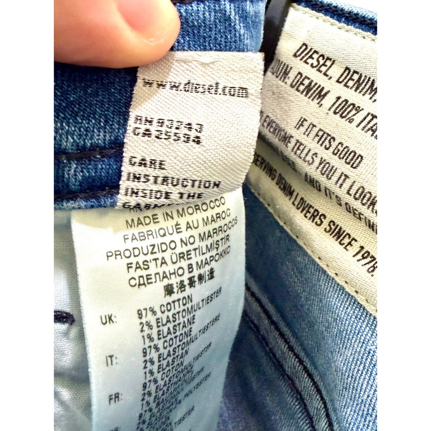 Diesel Thommer Slim Jeans Mens 36x32 Blue Stretch Denim 0C9MB