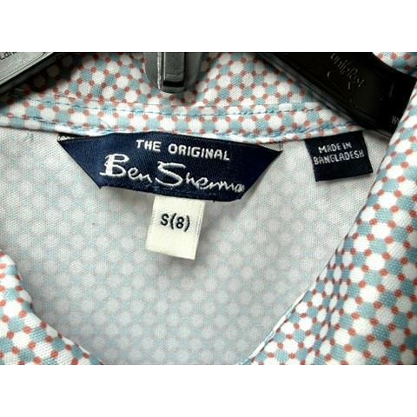 Ben Sherman Boys Polo Shirt Size S 8 Blue Orange Geometric Short Sleeve Casual