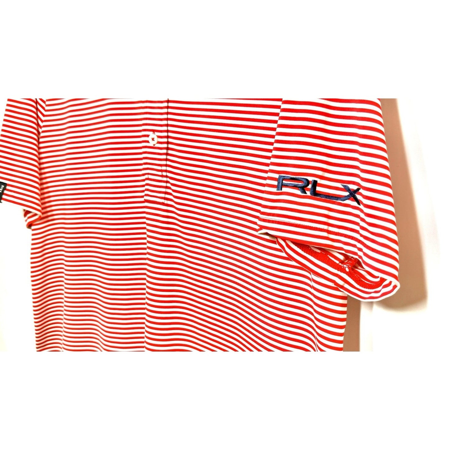 RLX Ralph Lauren Polo Shirt Mens Large Red White Blue Golf Lightweight Medium M