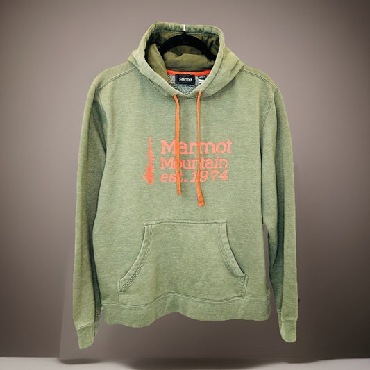 MARMOT Mountain Midweight Graphic Pullover Hoody , Green, Men's Medium