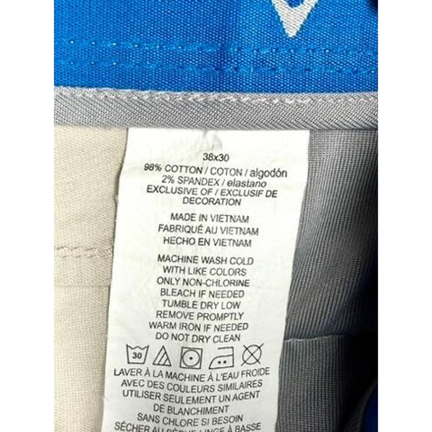 Callaway Golf Pants Mens 38x30 Beige Khaki Cotton Blend Stretch Flat Front Chino
