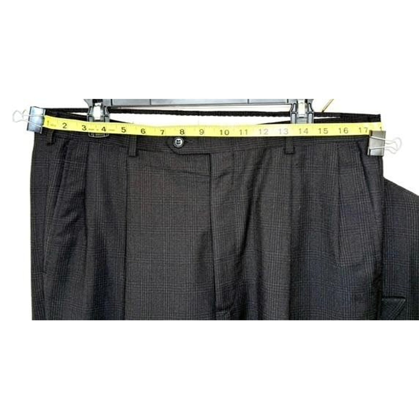Christian Dior Monsieur Suit Mens 40L Gray Wool Double Breasted Plaid Vintage