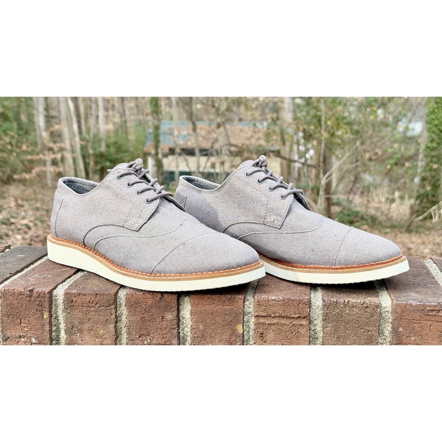 TOMS Brogue Oxford Men’s Size 11 - Dary Gray Leather/Washed Canvas - New w/o Box
