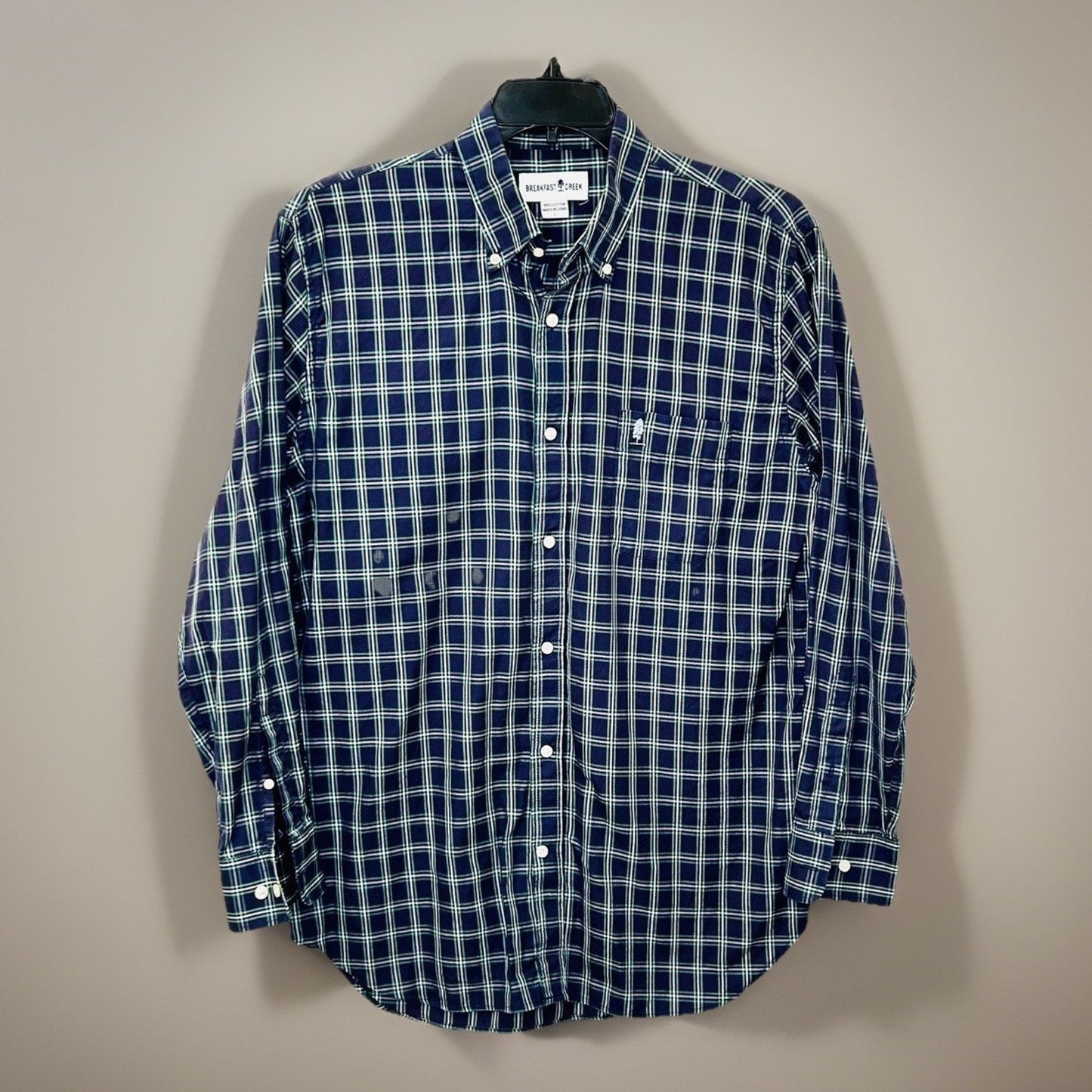 Breakfast Creek Blue/Green Checkered Long Sleeve Button Up Shirt