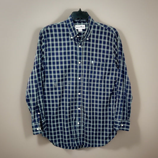 Breakfast Creek Blue/Green Checkered Long Sleeve Button Up Shirt