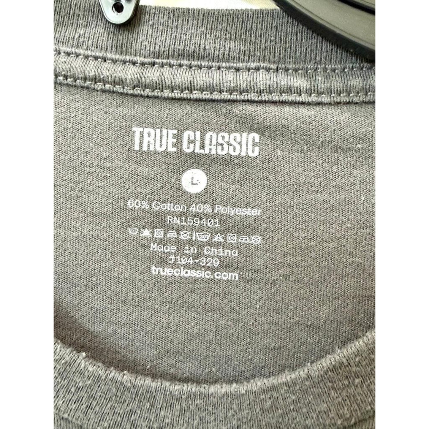 True Classic Tees Crew Neck T-Shirt Mens Large Gray Cotton Blend Short Sleeve