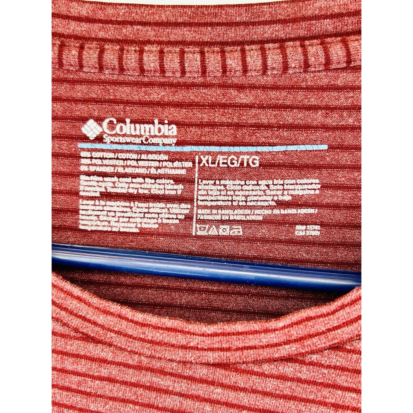 Columbia Sportswear Men’s XL Red Striped Super Soft Crew Neck T-shirt