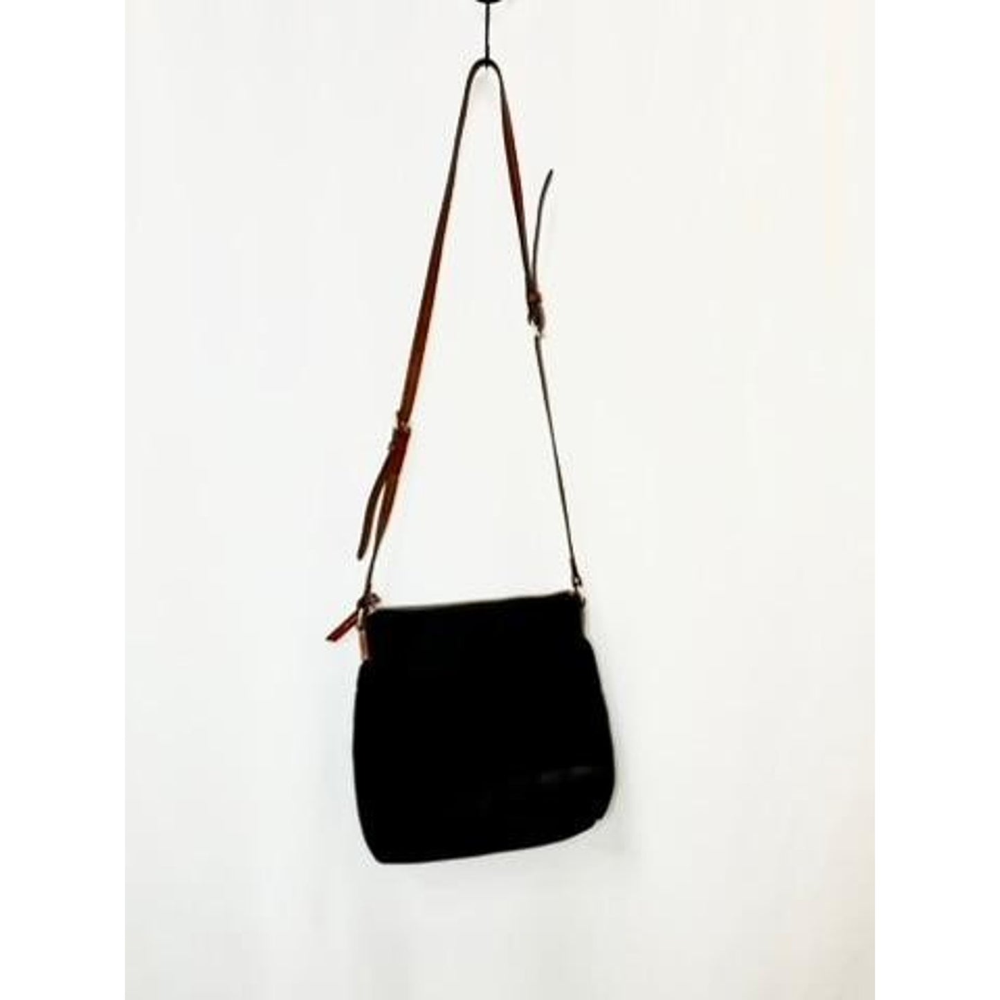 Dooney and Bourke Black Nylon Crossbody Bag Leather Trim Red Lining
