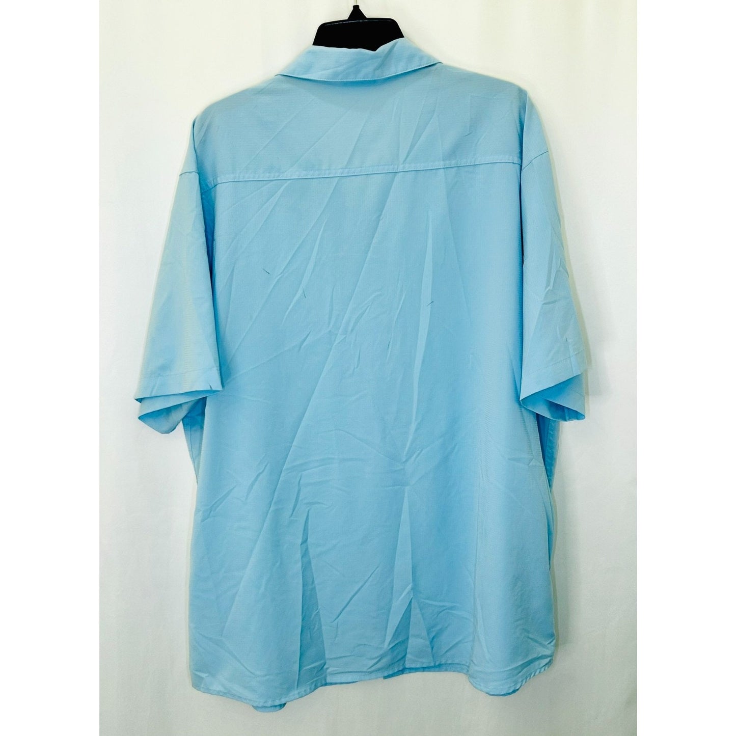 Vintage Columbia Mens XL Striped Knit Short Sleeve Button Shirt Blue