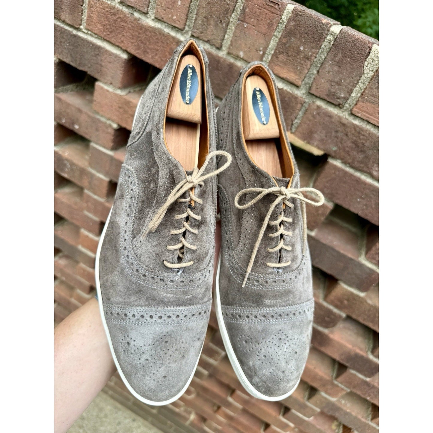 Allen Edmonds Strand Sneaker Grey Suede Men’s 12D Oxford Dress Shoes $300+ New