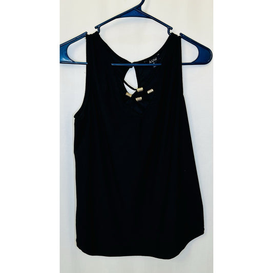 AUW Light Weight Short Sleeve Gold Detail at Neckline Black