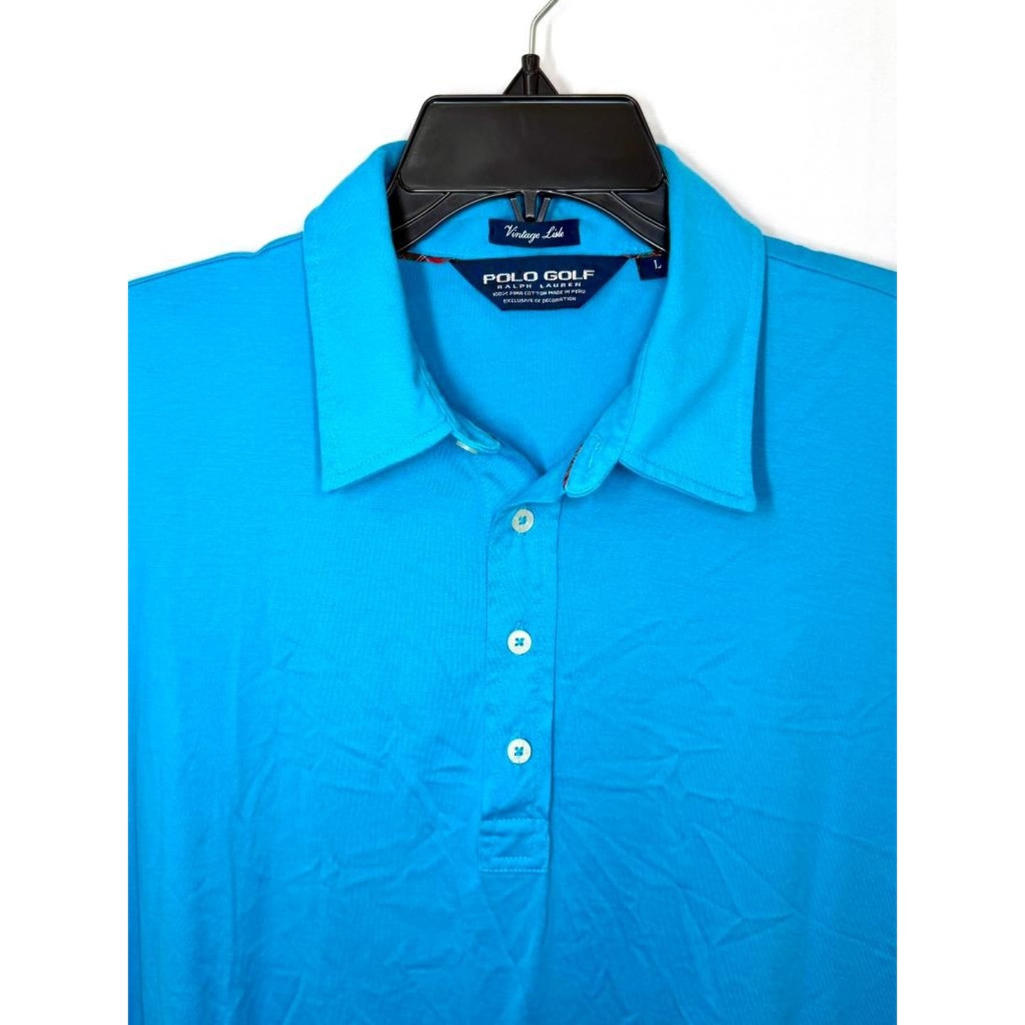 Polo Golf Ralph Lauren Shirt Mens Large Blue Vintage Lisle 100% Pima Cotton