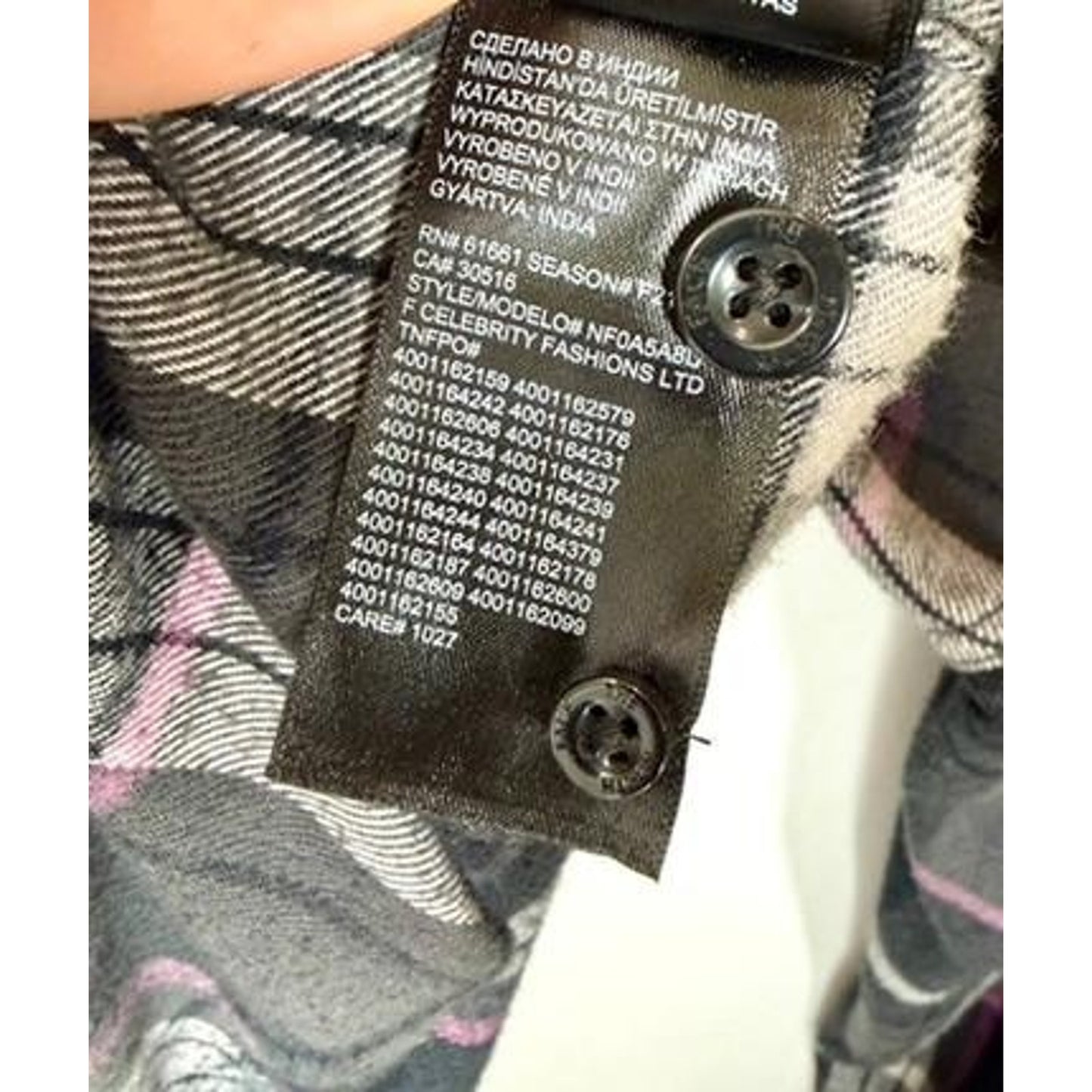 The North Face Flannel Shirt Mens Large Gray Pink Plaid Cotton Long Sleeve
