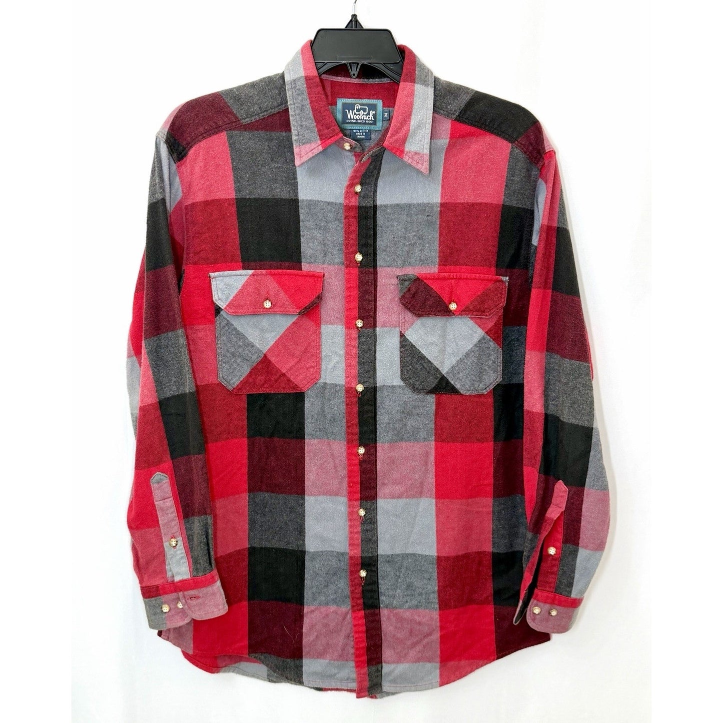 Vintage Woolrich Flannel Shirt Men’s Medium Red Black Gray Buffalo