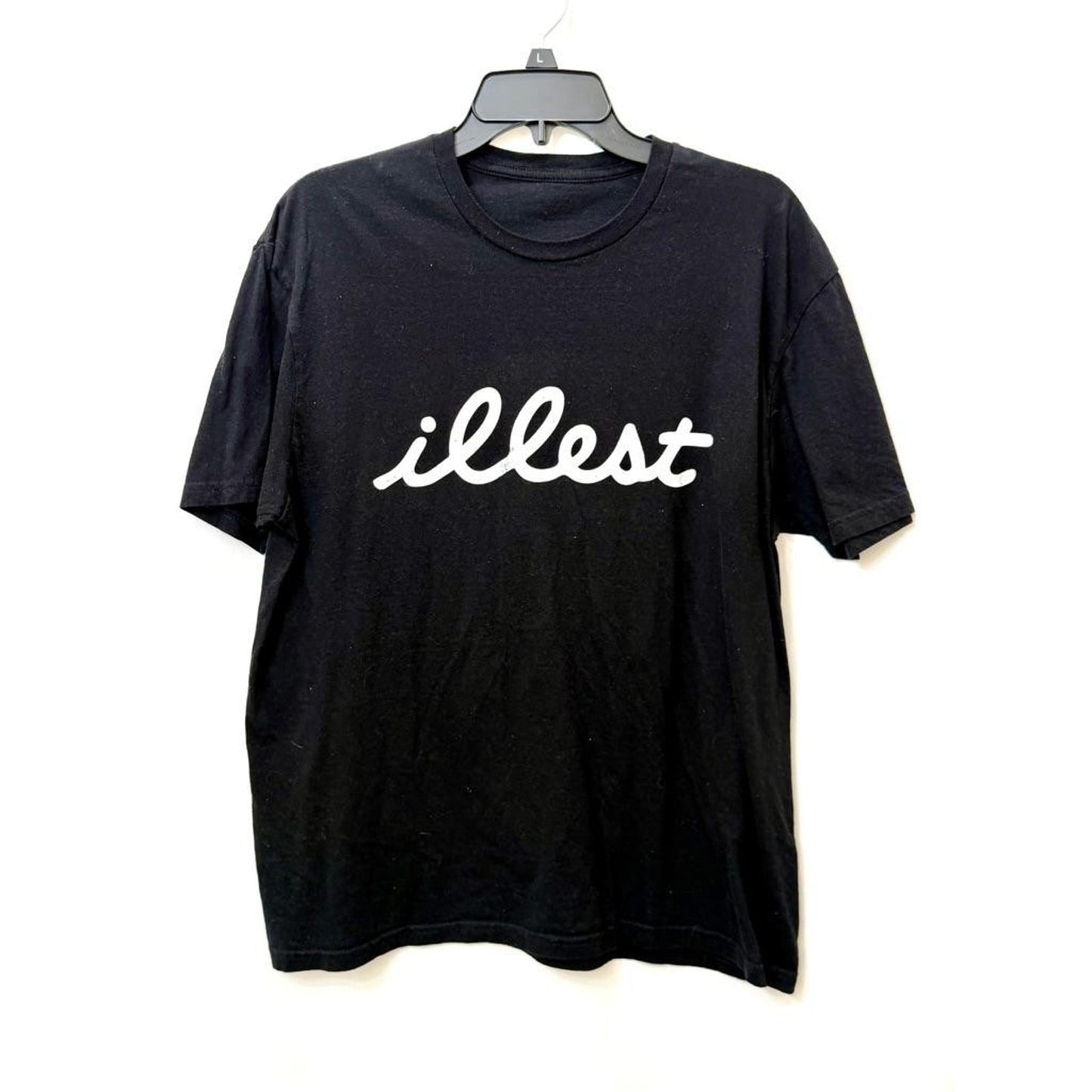 Illest Script Logo Graphic T-Shirt Mens Large Black Short Sleeve Streetwear Tee