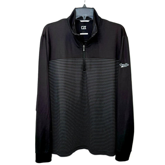 Cutter & Buck Mens Large CB DryTec 1/4 Zip Pullover Black Striped Golf Jacket