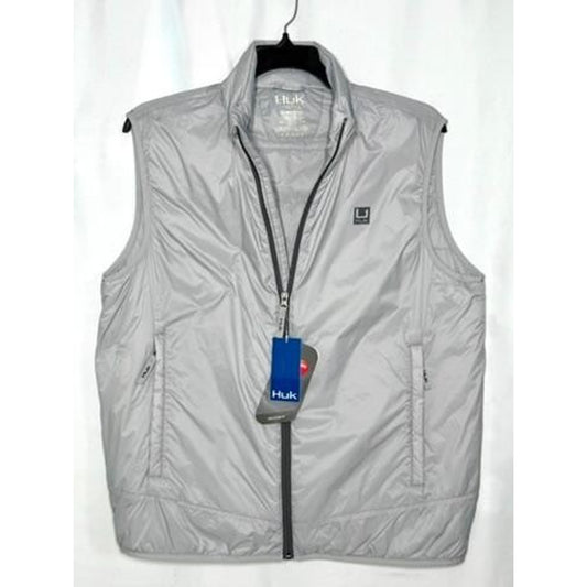 Huk Waypoint Insulated Vest Mens Large Gray Primaloft Fishing Full Zip New NWT
