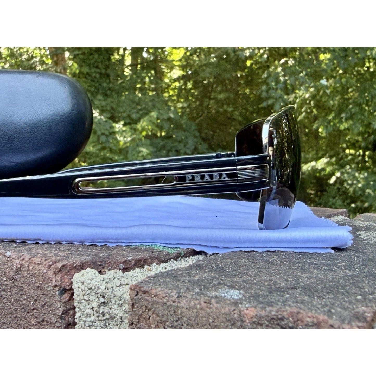 PRADA SPR 54I Sunglasses Polarized Silver Metal Blue Lens 64 12 125 With COA