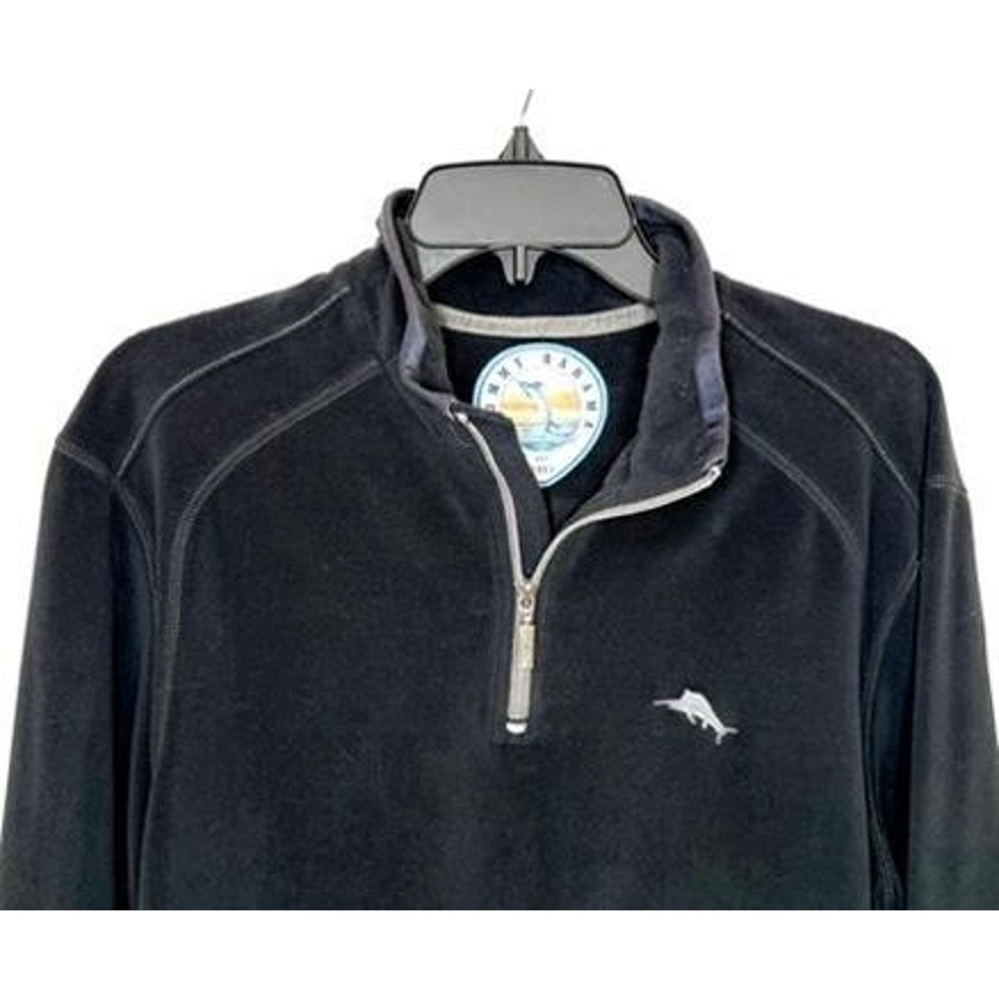 Tommy Bahama Paradise Tech 1/4 Zip Pullover Sweatshirt Mens Medium Black Fleece