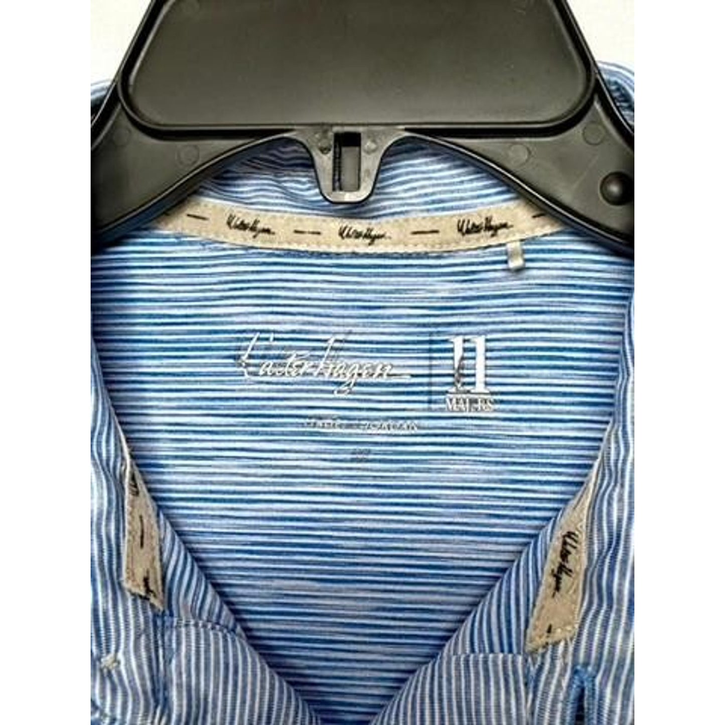 Walter Hagen Golf Polo Shirt Mens Medium Blue White Striped Short Sleeve Spandex