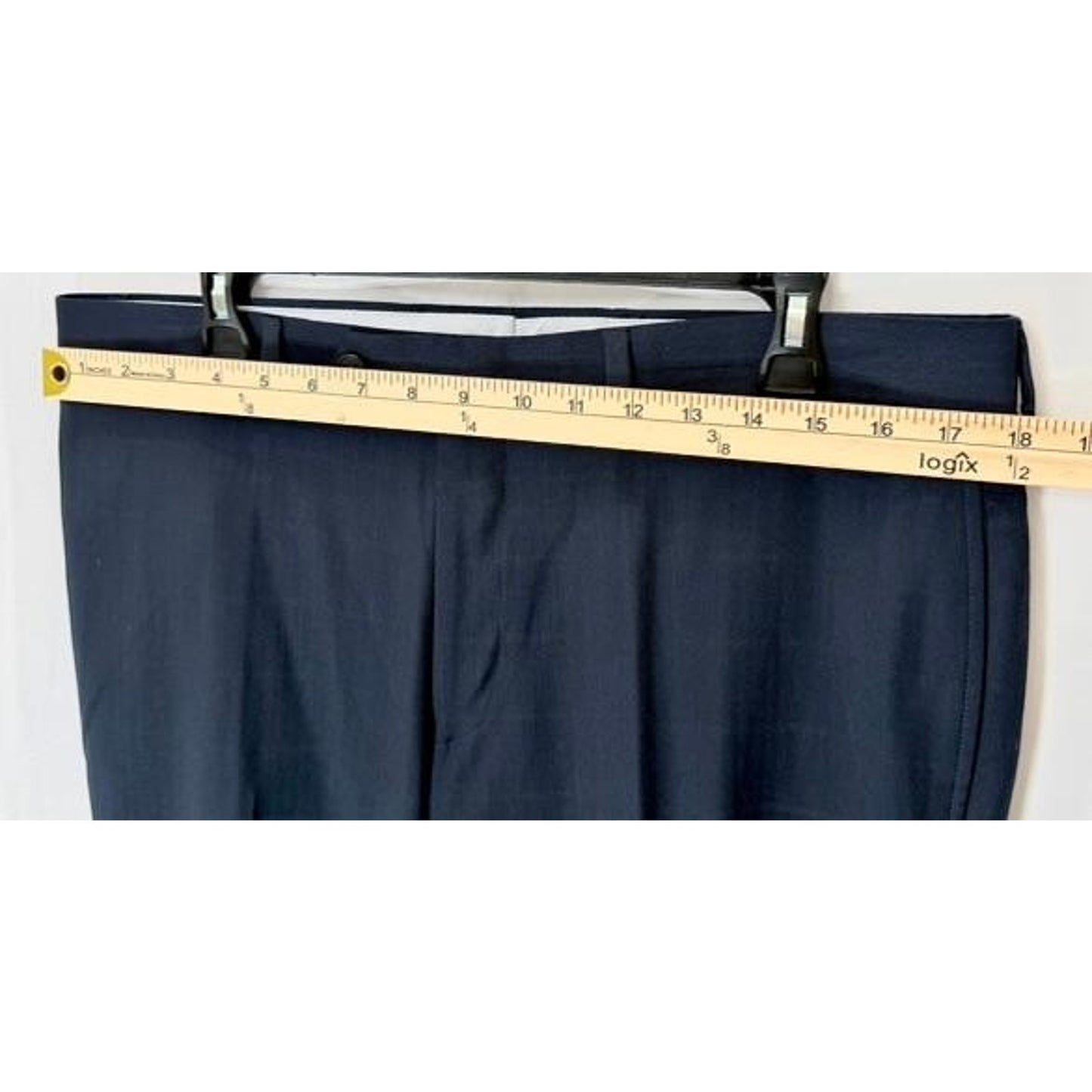Ralph Lauren Dress Pants Mens 34x30 Navy Blue Plaid Stretch Flat Front Trousers