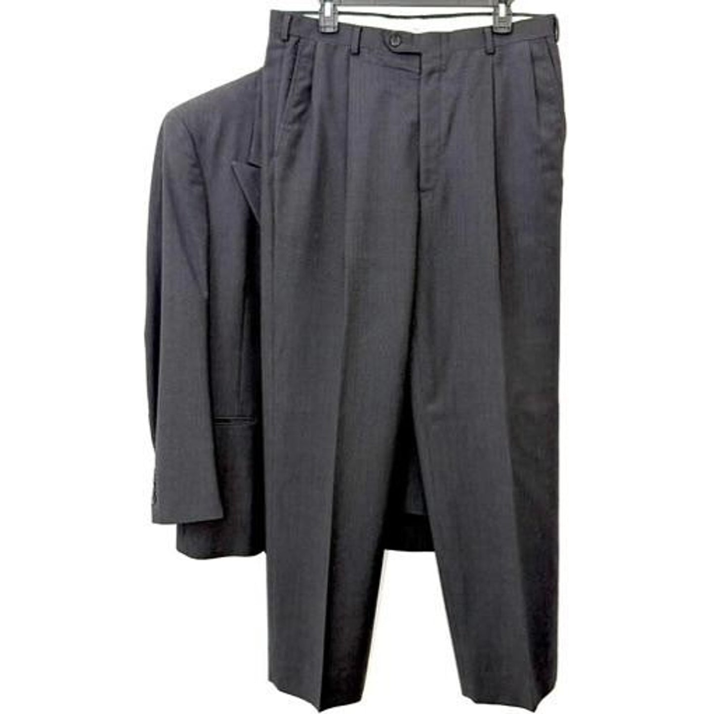 Christian Dior Monsieur Suit Mens 40L Gray Wool Double Breasted Plaid Vintage