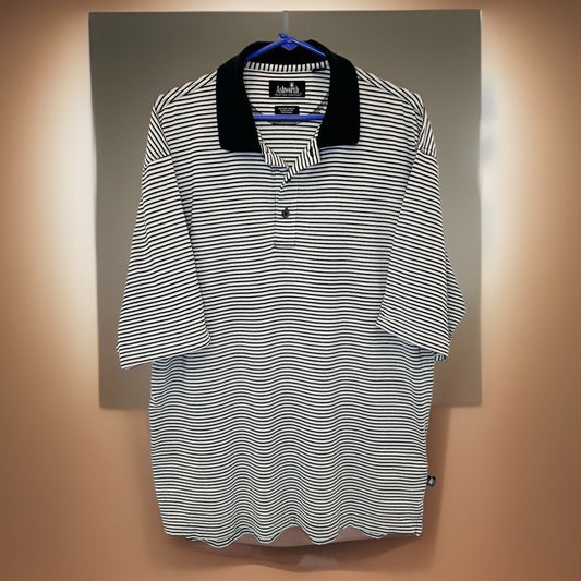 Ashworth Polo Striped Golf Shirt - White/Navy - Men’s XL - Breathable