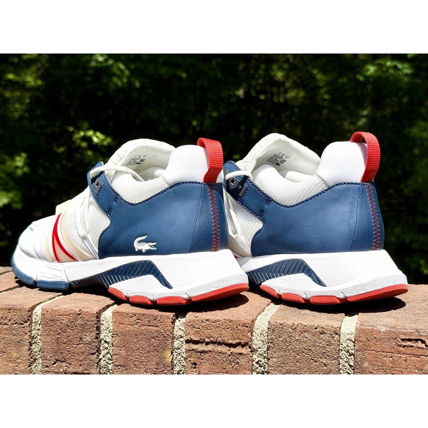 Lacoste L003 Men's Sneakers White Navy Red Size 12 Excellent Condition Worn 2x