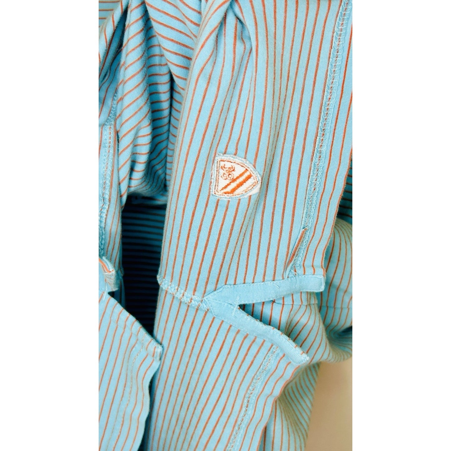 Cremieux Classics Golf Polo Men’s Large Baby Blue/Orange Striped