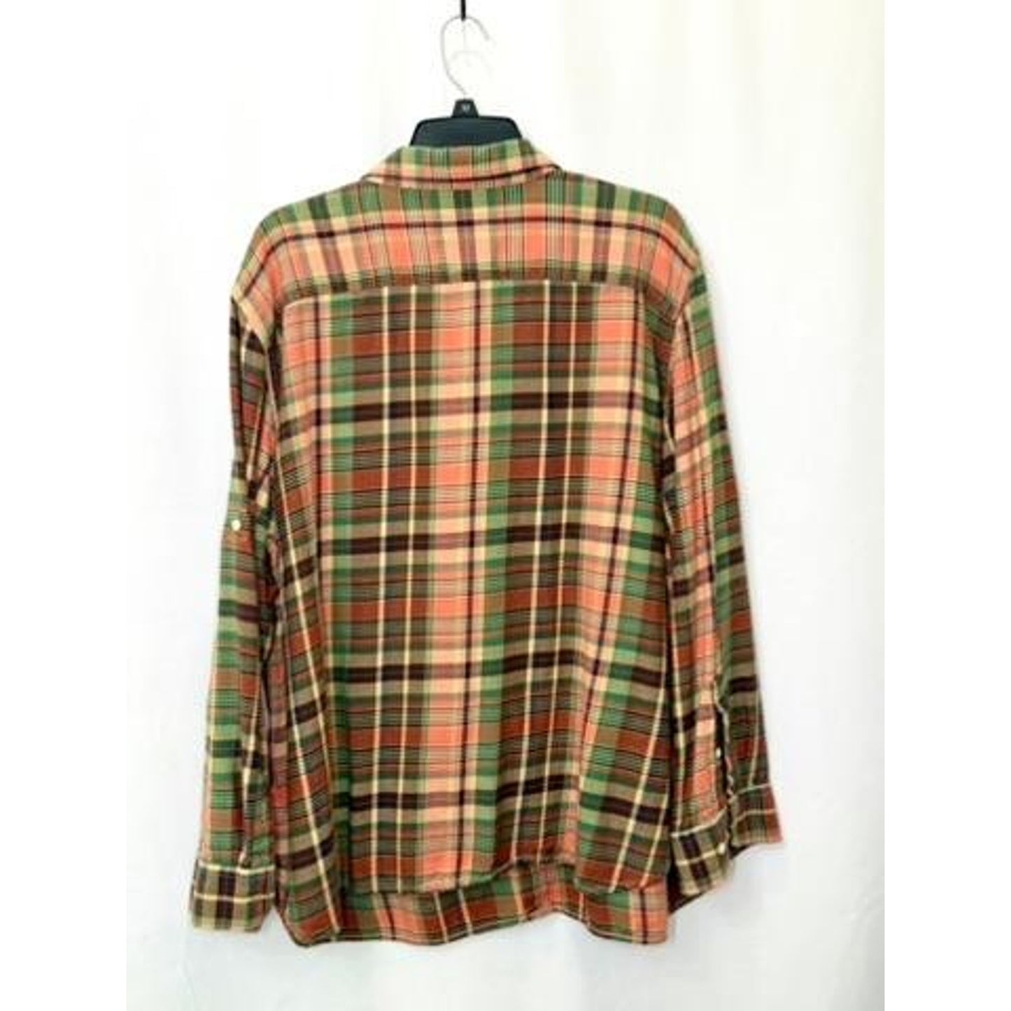 Lauren Ralph Lauren Plaid Flannel Shirt Womens 3X Orange Green Button Up LRL