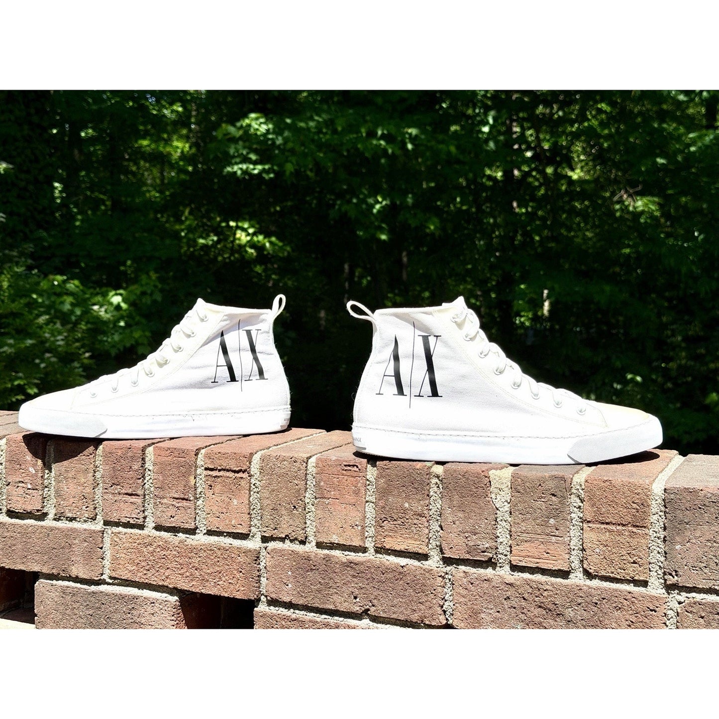 Armani Exchange Men's High Top Icon Logo Canvas Sneakers White Size 11 Excellent