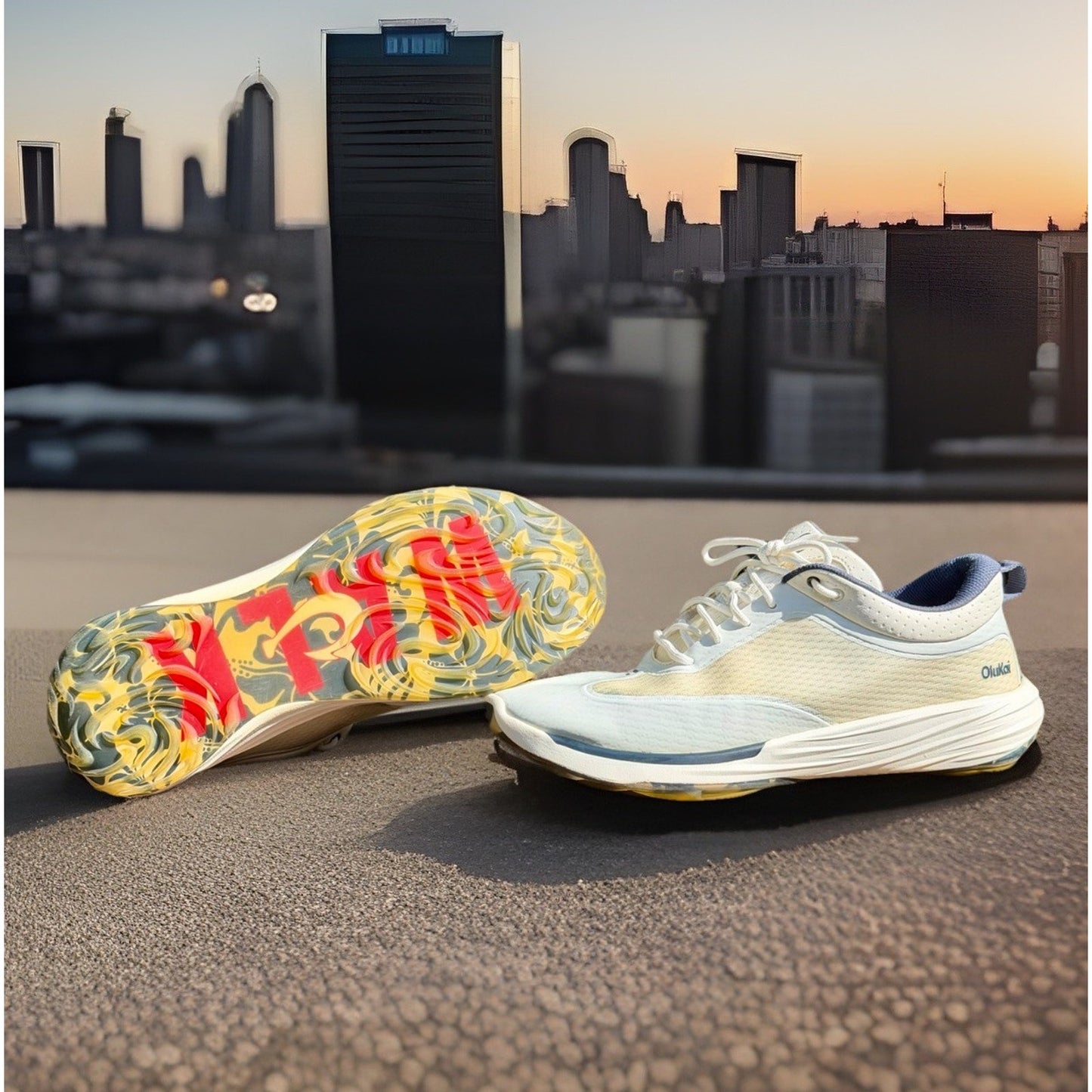 OluKai Makena WP Spikeless Golf Shoes Off White Navy Mens Size 11.5 ($200 New)