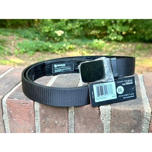 NWT Mission Belt Swat Black Nylon Ratchet Belt Mens XXL 40mm No Holes Adjustable