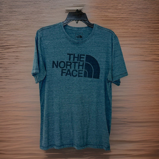 The North Face Mens Logo Heather Gray/Blue T Shirt Medium