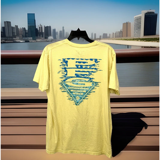 Columbia Sportswear PFG Crew Neck Fishing T-Shirt Yellow Cotton Men’s Large L