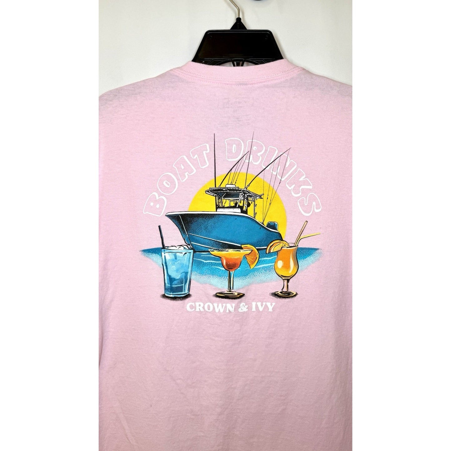 Crown & Ivy Women's Graphic Tee “Boat Drinks” Mauve Color Size Medium