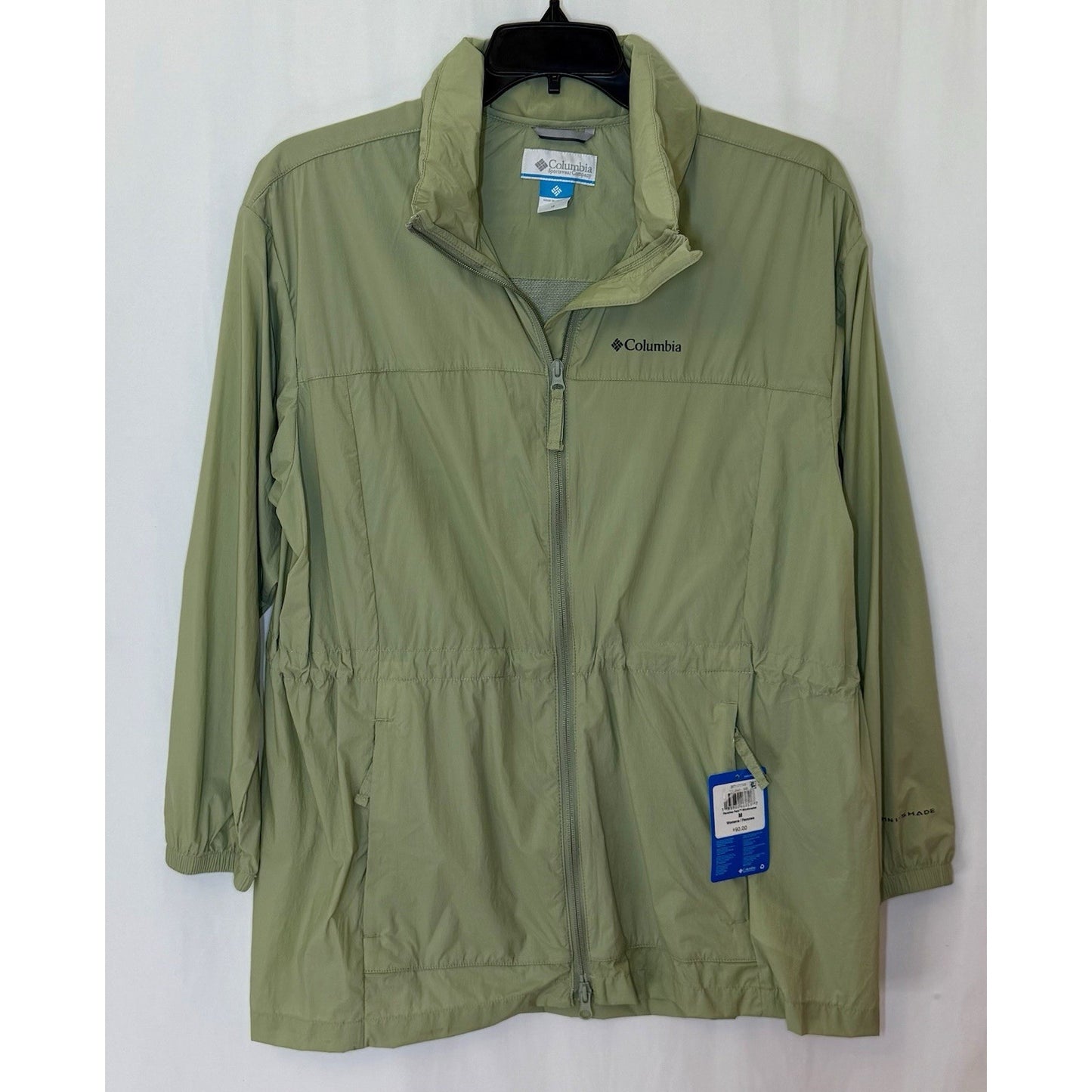 NWT Columbia Women’s Windbreaker Zip-Up Jacket Water Resistant Sage Green Hooded