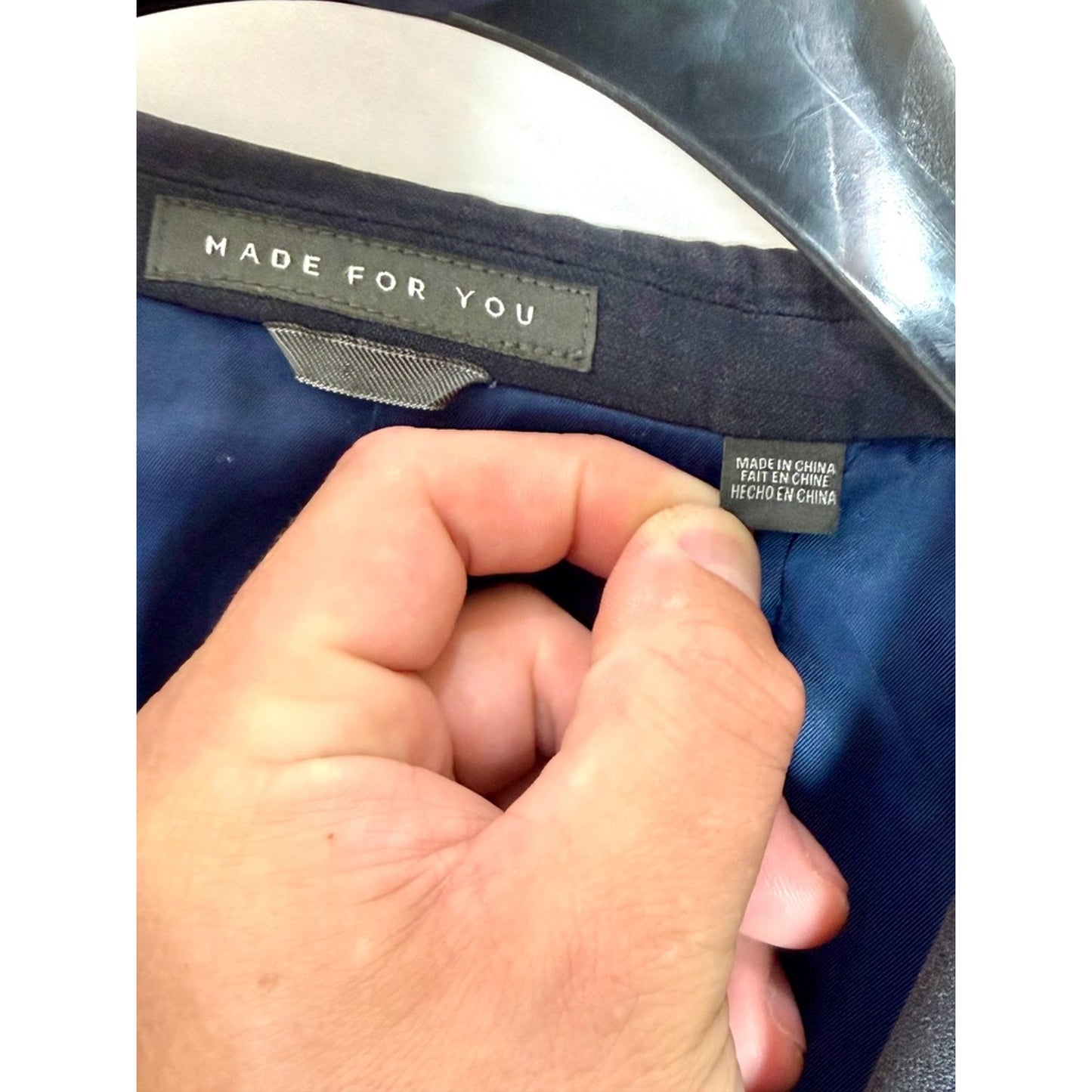 Indochino Mens Custom Suit Jacket Blazer Gray Blue Lining Two Button