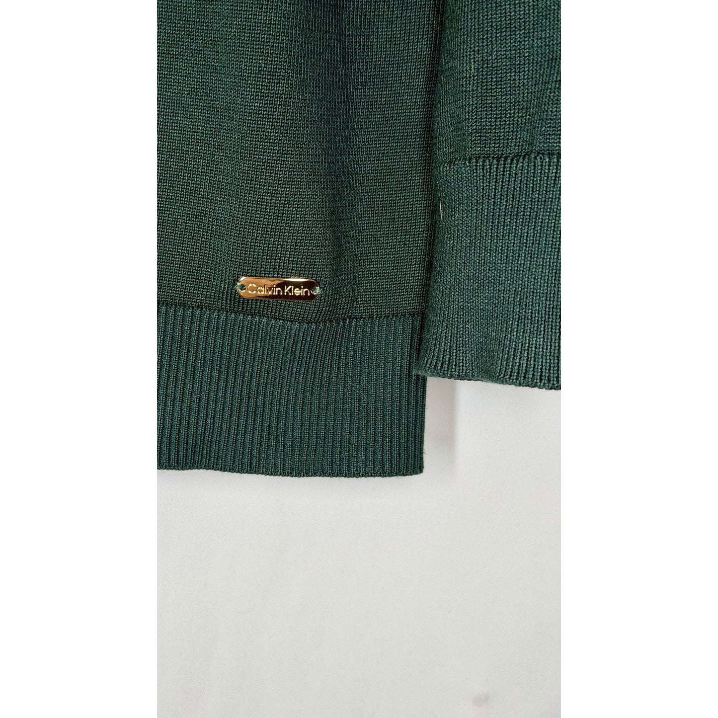 Calvin Klein Womens Turtleneck Dark Green Sweater Long sleeve M Gold Buttons