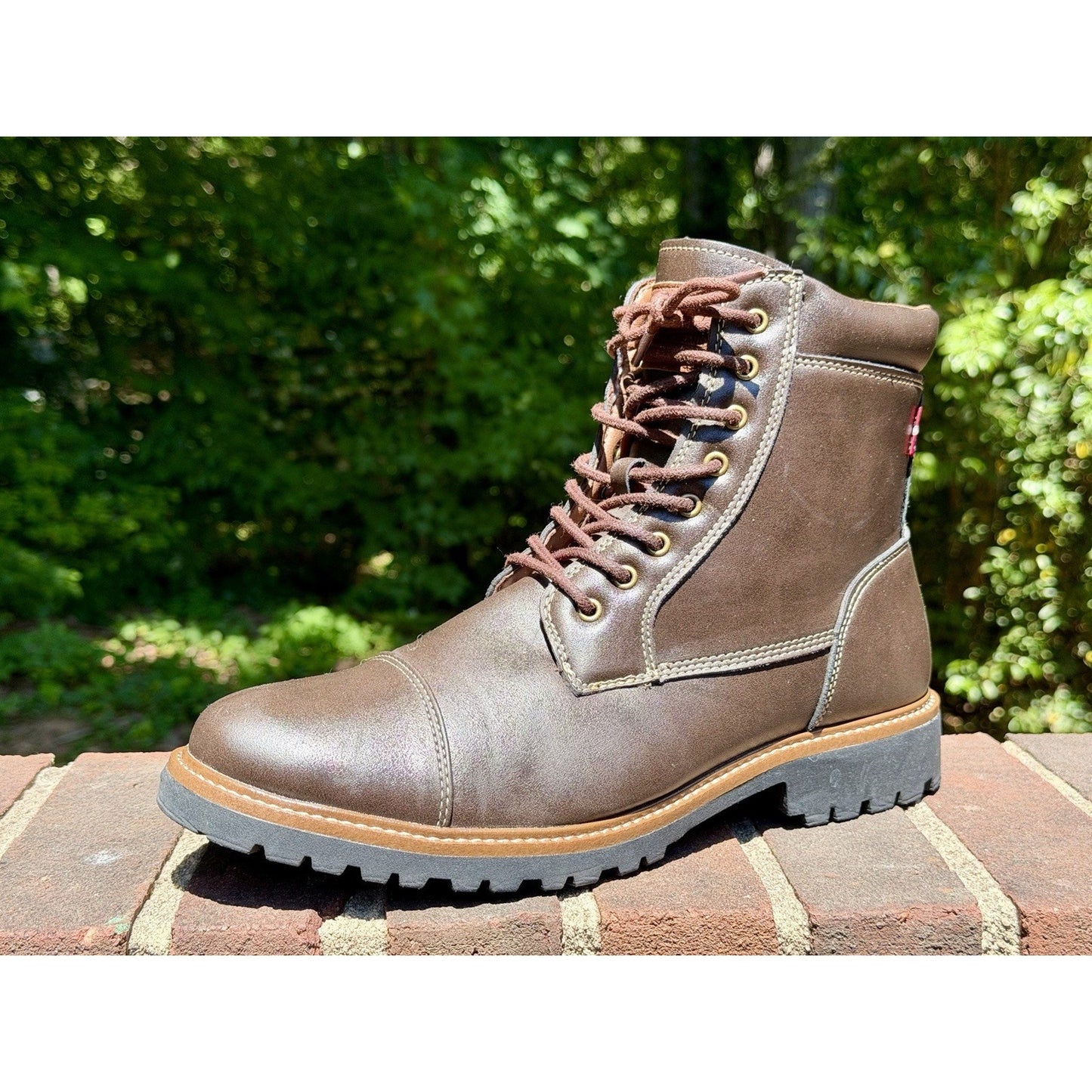 Levi's Mens Wyatt Brown Vegan Leather Lace Up Rugged Casual Boots Size 10 NEW