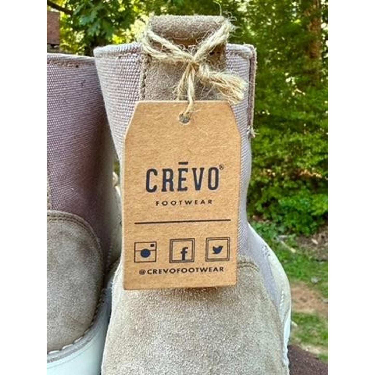 Crevo Mens Size 11.5 Suede Canvas Lace Up Boots Beige Tan Memory Foam Cushioned