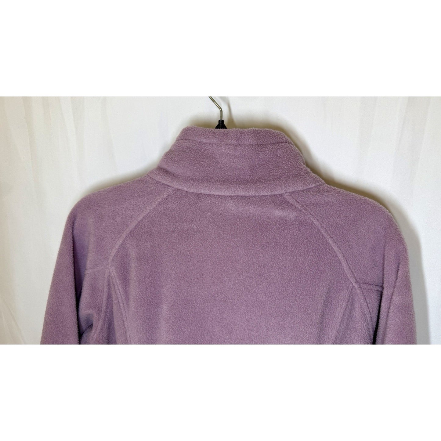 Columbia Women's Gray Polyester Jacket L Full Zip Solid Fleece Pockets Purple