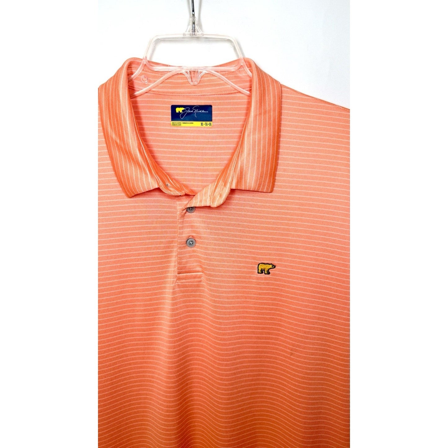 Jack Nicklaus Men's Golf Stay Dri Short Sleeve Polo Shirt Orange Striped Size XL