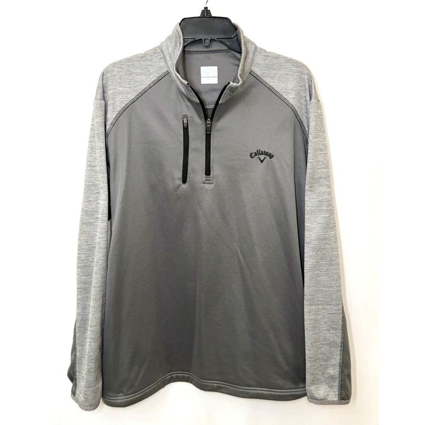 Callaway Golf Jacket Mens Large Gray 1/4 Zip Pullover Fleece Lined Windshirt