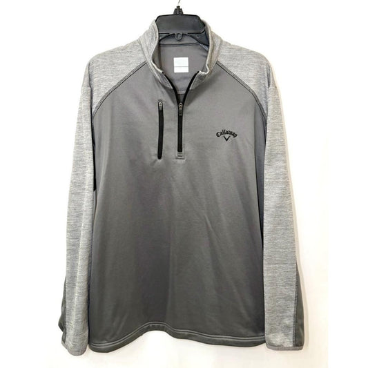 Callaway Golf Jacket Mens Large Gray 1/4 Zip Pullover Fleece Lined Windshirt