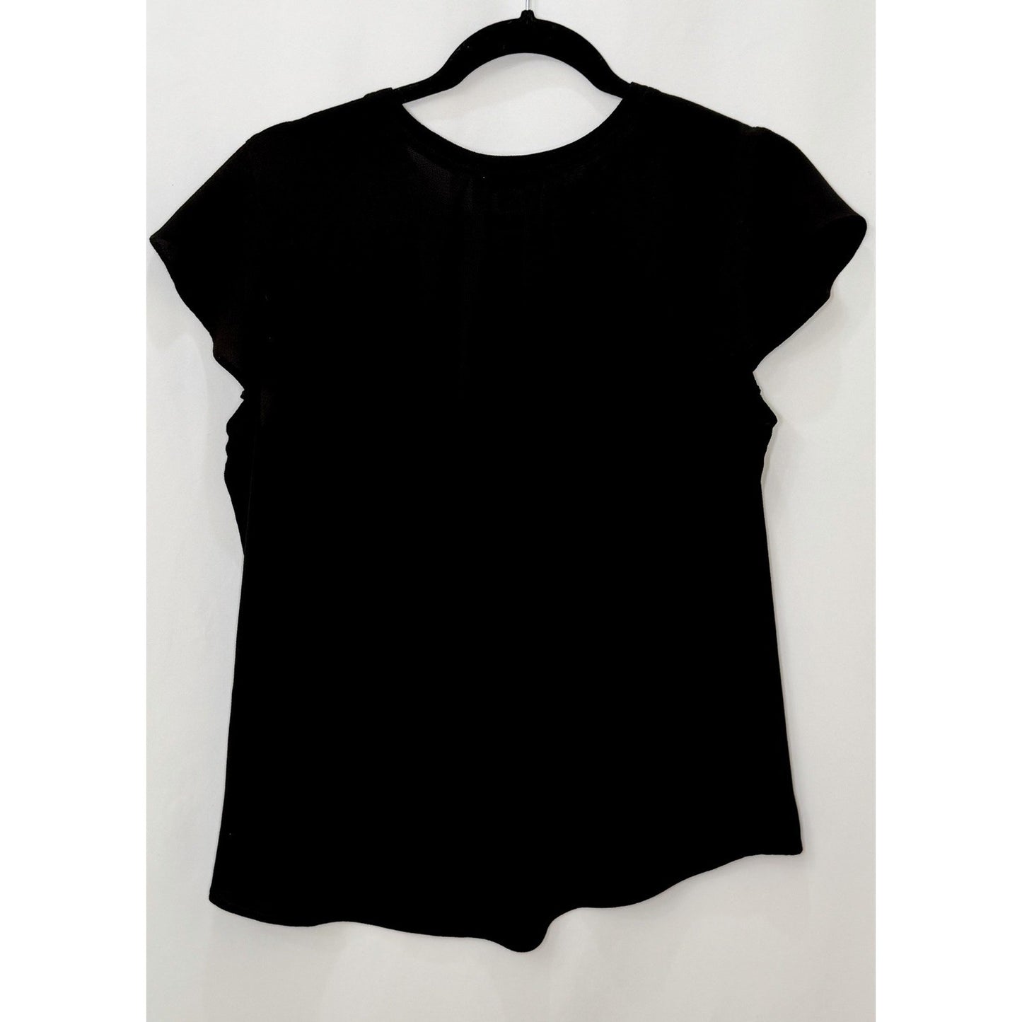 Calvin Klein Solid Black V-neck Blouse - Size Medium