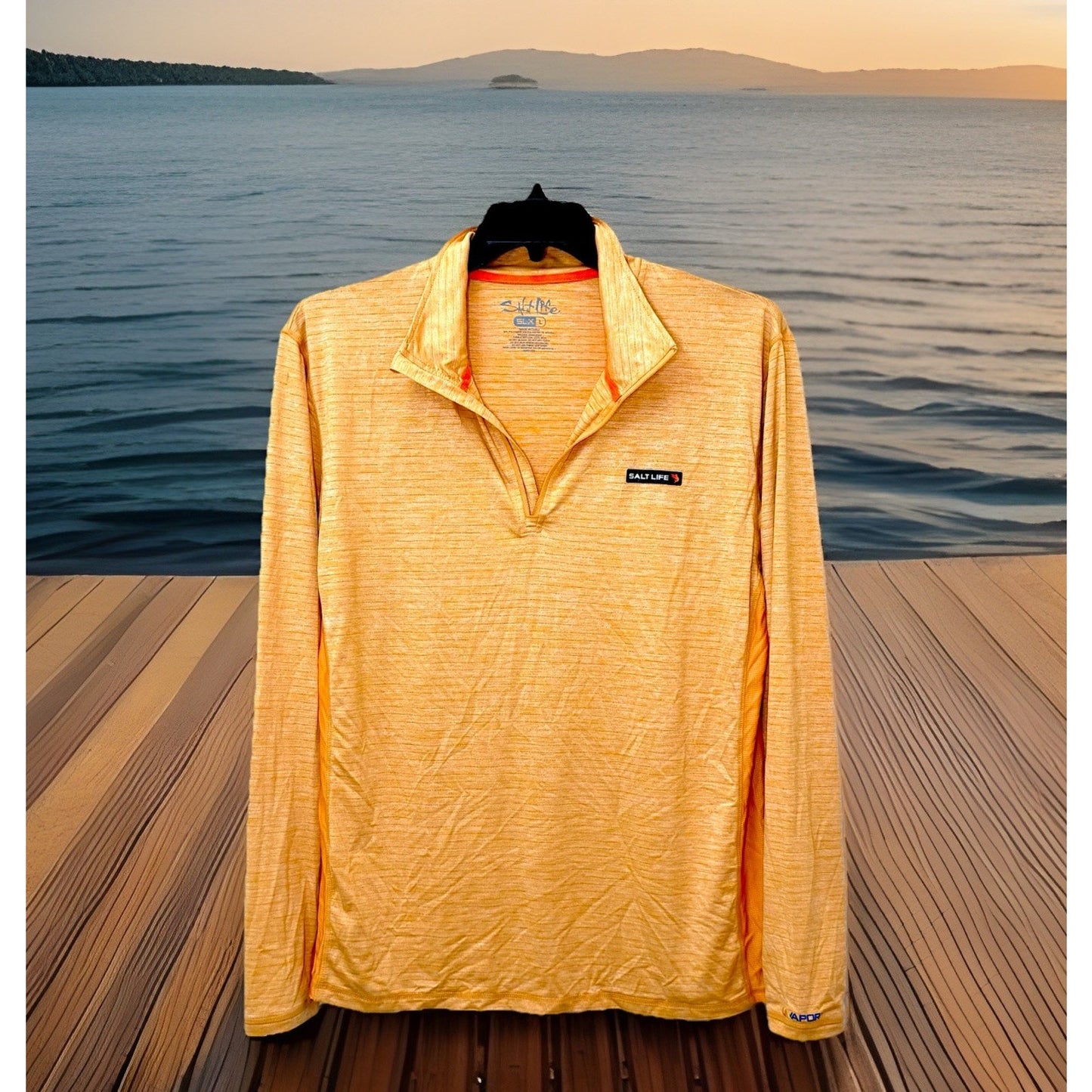 Salt Life Performance SLX Uvapor 1/4 Zip Pullover Orange Size L (Missing Zipper)